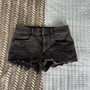 Lace Detail Denim Shorts